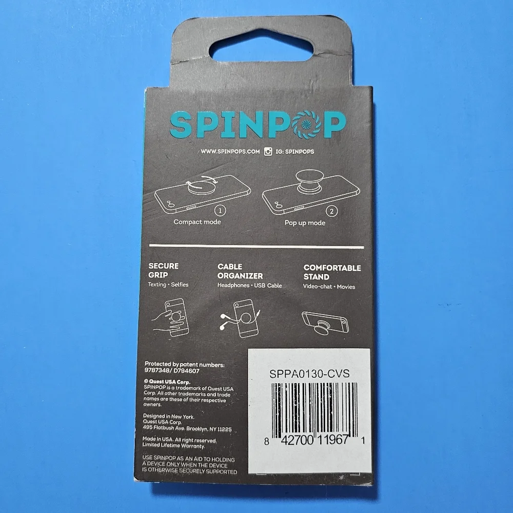 SpinPop: Pop-Up Phone Grip & Stand (SMILEY FACE EMOJI)